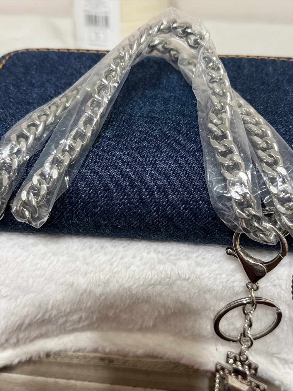 Marc Jacobs Denim Mini Bag in Dark Blue with Silver Chain and Blue Charm - Picture 3 of 4